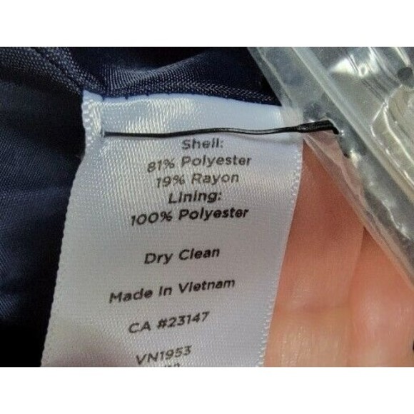 Talbots Women's Size 16 Navy Blue Blazer Jacket Gold Hardware Full Zip - Picture 8 of 8